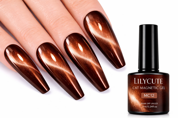 Cat Eye Gel Polish Brown Copper Magnetic UV LED Soak Off LILYCUTE MC12 7ml