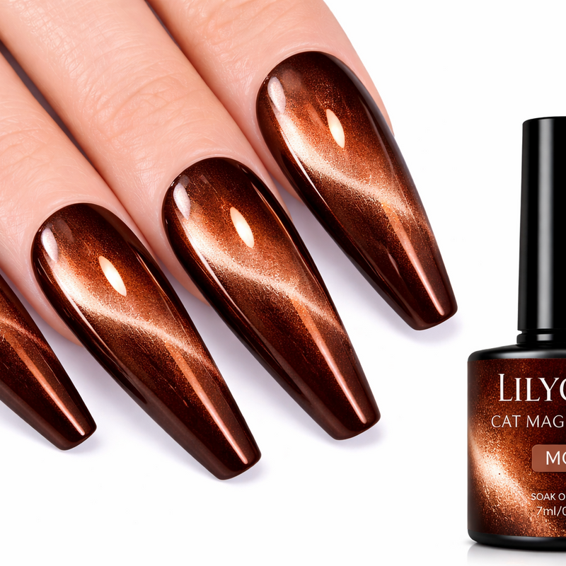 Cat Eye Gel Polish Brown Copper Magnetic UV LED Soak Off LILYCUTE MC12 7ml