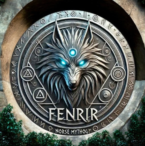 "8-Inch Fenrir Norse Mythology Wall Art - Viking Wolf Decor with Runes"