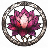 Lotus Flower 8" Acrylic Suncatcher – Pink Purple Stained Glass Style Window Deco