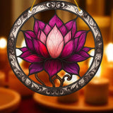 Lotus Flower 8" Acrylic Suncatcher – Pink Purple Stained Glass Style Window Deco
