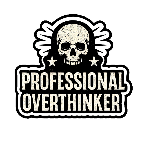 Professional Overthinker Skull Sticker - 4" BOPP Alt Grunge Vinyl Decal