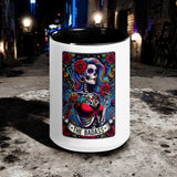 "Badass Day of the Dead Skeleton Mug - Colorful Calavera Coffee Cup"