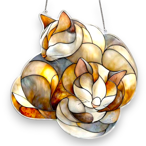 Sleeping Cats Sun Catcher 8" Acrylic Decor Gift for Cat Lovers Home Décor