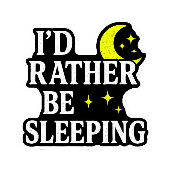 I'd Rather Be Sleeping Sticker 4" BOPP Moon Stars Sloth Introvert Decal