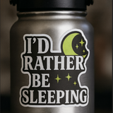 I'd Rather Be Sleeping Sticker 4" BOPP Moon Stars Sloth Introvert Decal