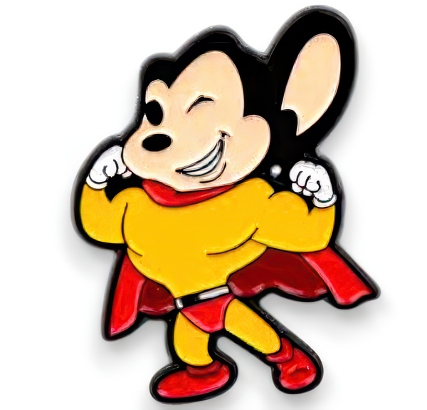 Mighty Mouse Enamel Pin – Vintage Cartoon Hero Collectible Lapel Pin