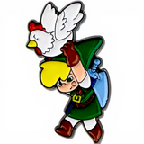 Link with Chicken Enamel Pin – Retro Gaming Collectible, Cute Gamer Gift Badge