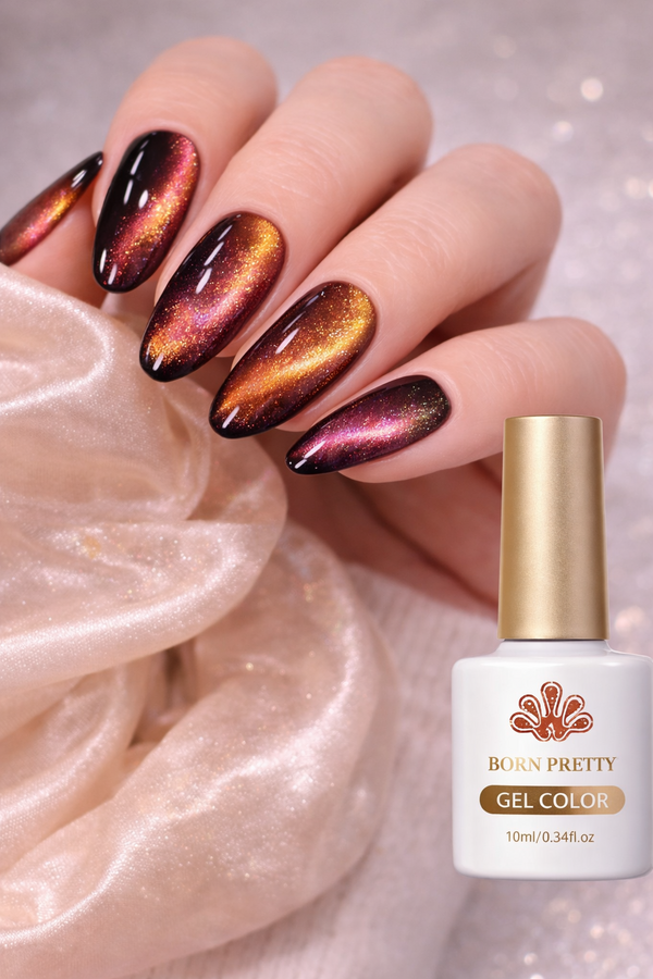Born Pretty MY30 Cat Eye Gel Polish Red Gold Magnetic Glitter UV LED