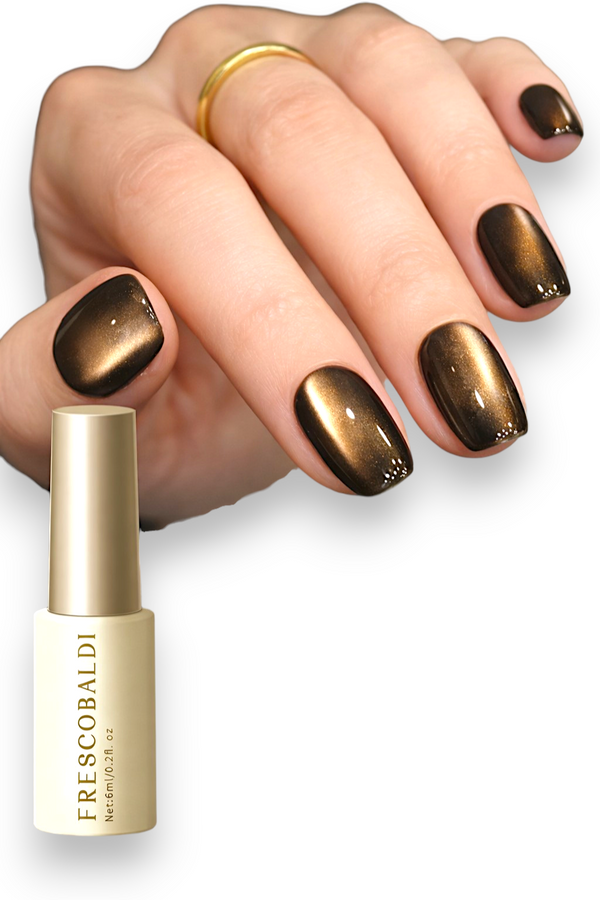 Cat Eye Gel Polish Black Gold Bronze Magnetic UV LED Soak Off Frescobaldi