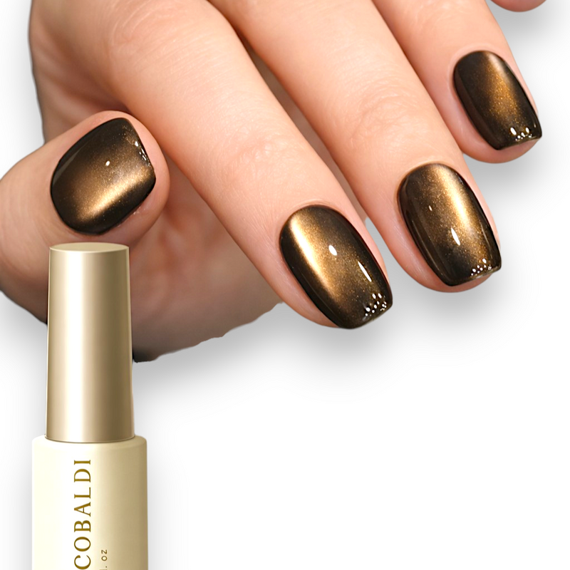 Cat Eye Gel Polish Black Gold Bronze Magnetic UV LED Soak Off Frescobaldi