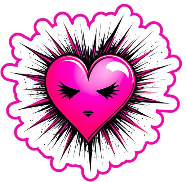 Pink Gothic Heart Sticker 4in | Waterproof BOPP Vinyl | Cute Emo Decal