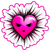 Pink Gothic Heart Sticker 4in | Waterproof BOPP Vinyl | Cute Emo Decal