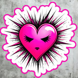 Pink Gothic Heart Sticker 4in | Waterproof BOPP Vinyl | Cute Emo Decal