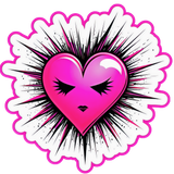 Pink Gothic Heart Sticker 4in | Waterproof BOPP Vinyl | Cute Emo Decal