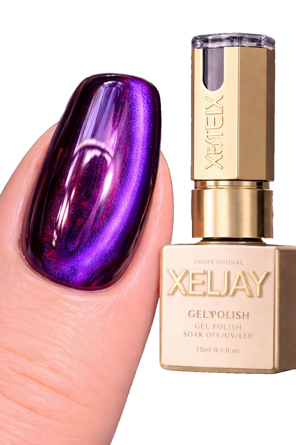 Xeljay #03 Royal Purple Cat Eye Magnetic Gel Polish 15ml Violet Plum Soak Off