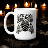 "Skeleton Hands Coffee Mug - Gothic Black and White Witchy Cup"