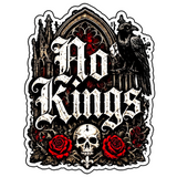 No Kings Sticker 4" BOPP Waterproof Gothic Raven Skull Car Decal