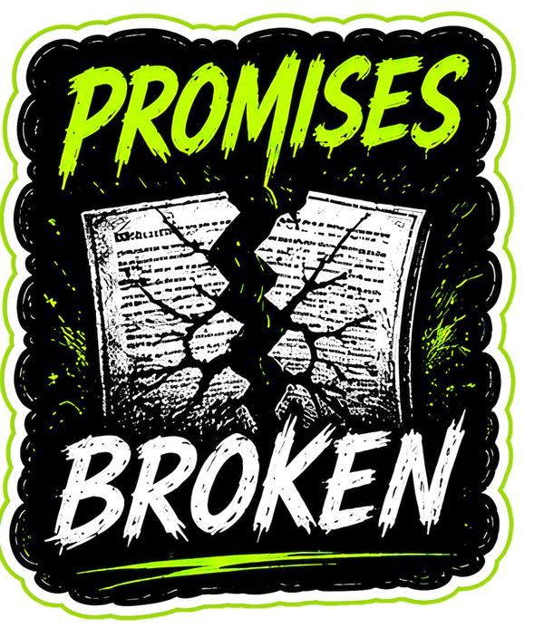 Promises Broken Sticker 4" BOPP Waterproof Punk Car Laptop Decal