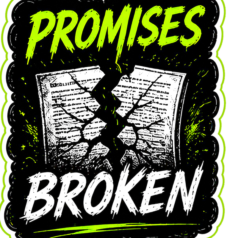 Promises Broken Sticker 4" BOPP Waterproof Punk Car Laptop Decal