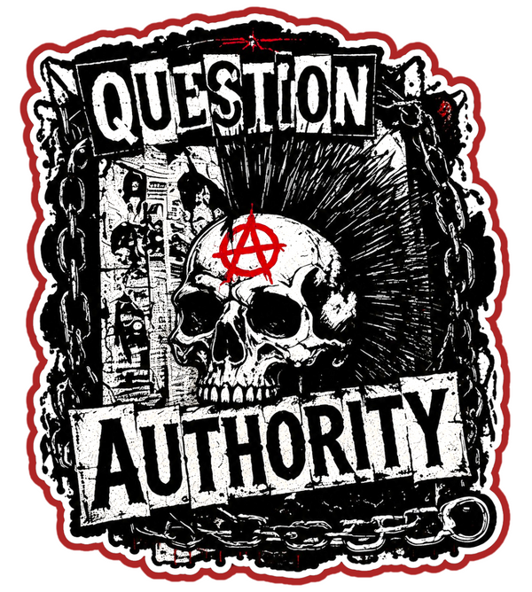 Question Authority Sticker 4" BOPP Waterproof Punk Gothic Car Laptop Decal