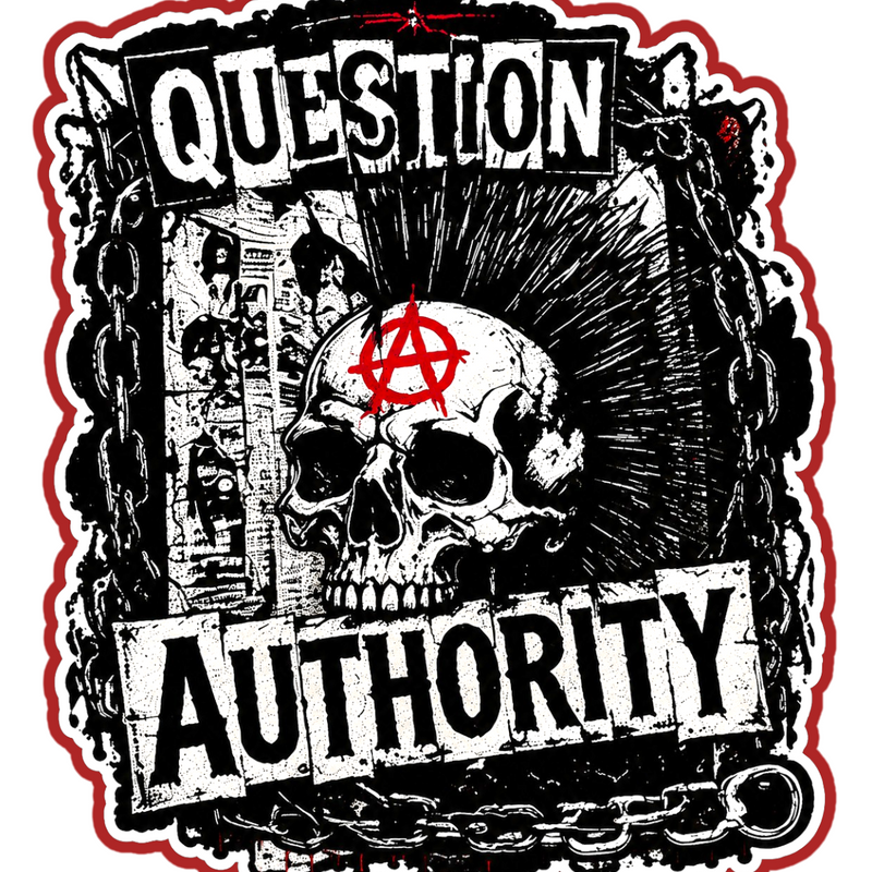Question Authority Sticker 4" BOPP Waterproof Punk Gothic Car Laptop Decal