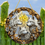Wolf Suncatcher 8” Faux Stained Glass Window Hanging Nature Wildlife Decor