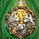 Wolf Suncatcher 8” Faux Stained Glass Window Hanging Nature Wildlife Decor