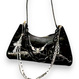 Gothic Skull Chain Shoulder Bag Black Punk Crossbody Purse Y2K Alt