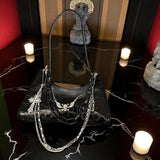 Gothic Skull Chain Shoulder Bag Black Punk Crossbody Purse Y2K Alt