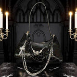 Gothic Skull Chain Shoulder Bag Black Punk Crossbody Purse Y2K Alt