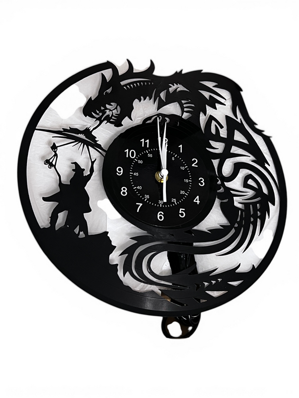 Dragon Wall Clock 12" Fantasy Decor Gothic Dragon Hunter Art Clock