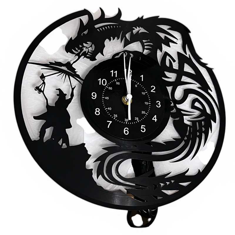 Dragon Wall Clock 12" Fantasy Decor Gothic Dragon Hunter Art Clock
