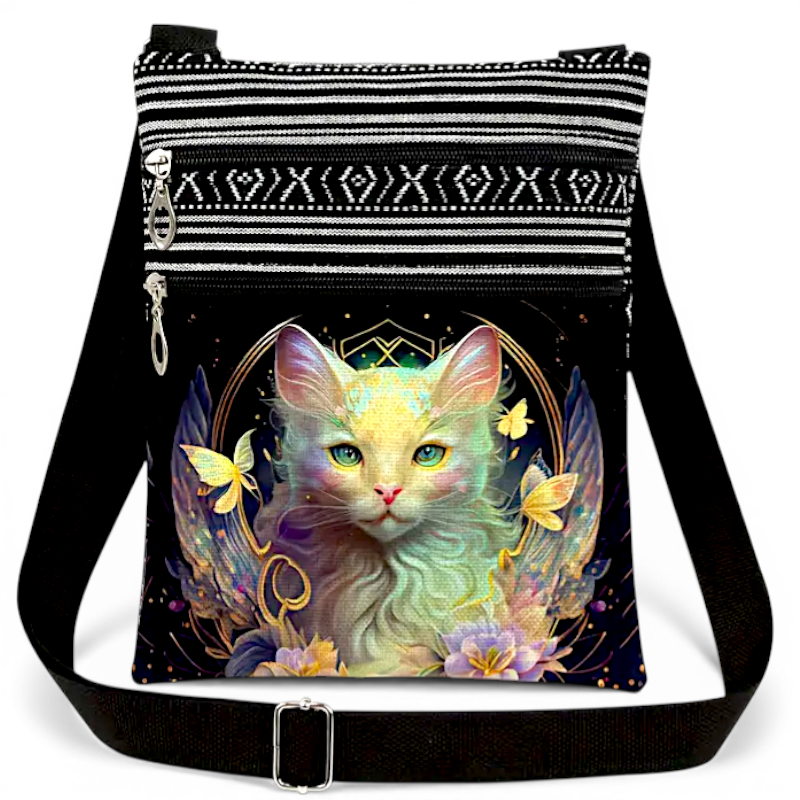 Fantasy Cat Crossbody Bag Angel Wing Cat Shoulder Purse Butterfly Bag