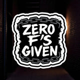 Zero F's Given Sticker - 4" BOPP Chain Grunge Decal - Alt Edgy Vinyl