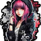 Gothic Anime Punk Girl Sticker 4in | Hooded Anime BOPP Vinyl Decal