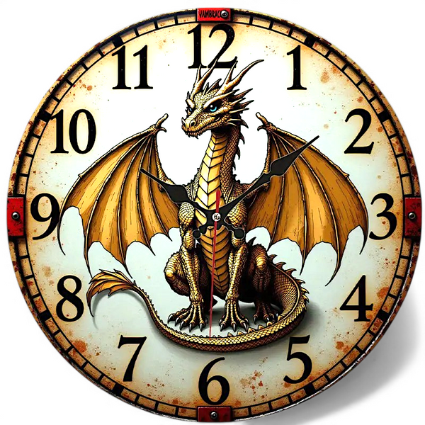 Vintage Dragon Wall Clock 10 Inch Silent Gothic Decor for Bedroom Living Room