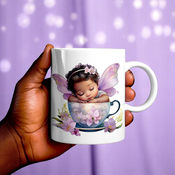 Sleeping Fairy Baby Mug – Purple Teacup Mug Gift, 11oz/15oz Ceramic