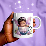Sleeping Fairy Baby Mug – Purple Teacup Mug Gift, 11oz/15oz Ceramic