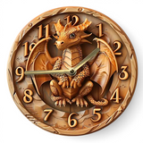 8 Inch Dragon Wall Clock Silent Quartz Gothic Fantasy Home Decor 2D Flat Wood