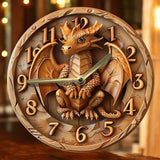 8 Inch Dragon Wall Clock Silent Quartz Gothic Fantasy Home Decor 2D Flat Wood