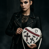 Heart Shape Gothic PU Leather Shoulder Crossbody Bag for Women