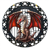 8" Dragon Faux Stained Glass Suncatcher Fantasy Window Hanging Decor