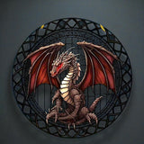 8" Dragon Faux Stained Glass Suncatcher Fantasy Window Hanging Decor