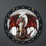 8" Dragon Faux Stained Glass Suncatcher Fantasy Window Hanging Decor