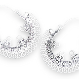 Silver Mandala Filigree Dangle Earrings Boho Sacred Geometry Hoop