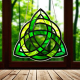 Celtic Knot Green 8 Inch Acrylic Suncatcher Stained Glass Home Decor