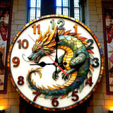 Dragon Wall Clock 10” Silent Fantasy Wooden Decor Gothic Bedroom Living Room