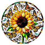 Sunflower Butterfly Suncatcher Faux Stained Glass 8" Window Decor Gift