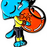 Gumball and Darwin Hug Enamel Pin Cartoon Accessory for Collectors and Fans